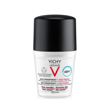 Шариковый дезодорант-антиперспирант Vichy 48 часов против белых и желтых пятен на одежде для мужчин 50 мл