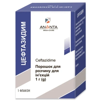 Цефтазидим порошок для раствора для инъекций 1 г флакон №1