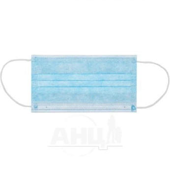 Маска медична нестерильна тришарова на резинці №100