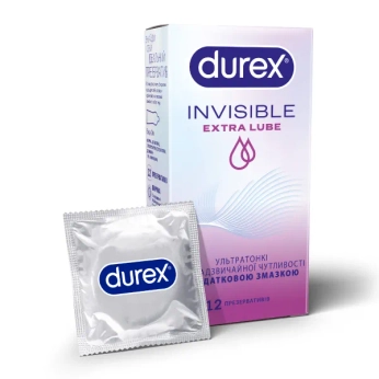 Презервативы Durex Invisible Extra Lube ультратонкие №12