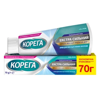 Крем Корега для фиксации зубных протезов Экстра Сильный нейтральный вкус 70 мл