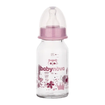 Бутылочка для кормления TM babynova 44606-1 стеклянная декор для девочек 120 мл