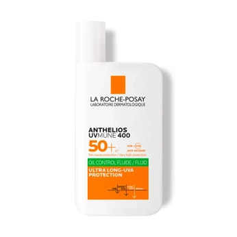 Солнцезащитный легкий флюид La Roche-Posay Антелиос UVMune 400 Oil Control SPF 50+ с матирующим эффектом для жирной чувствительной кожи лица 50 мл