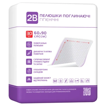 Пеленки гигиенические 2B поглощающие 60 см х 90 см №30