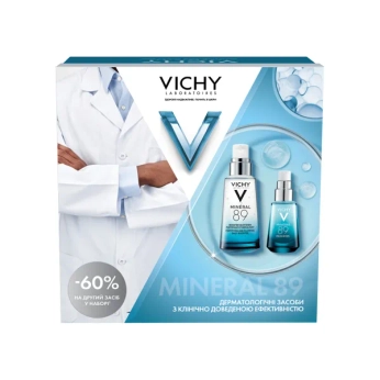 Набор Vichy Минерал 89 Ежедневный увлажняющий гель-бустер 50 мл и Гель для увлажнения и укрепления защитного барьера кожи вокруг глаз 15 мл