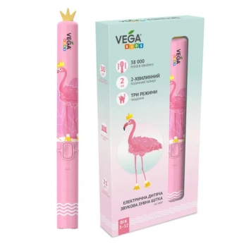 Зубна щітка електрична дитяча дитяча звукова Vega Kids VK-500P рожева