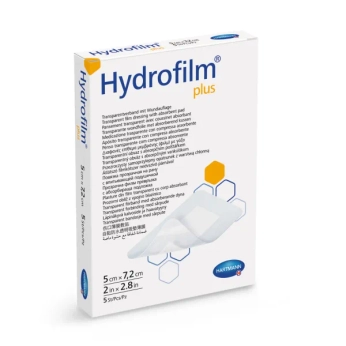 Пов’язка плівкова прозора з абсорбуючою подушечкою Hydrofilm Plus 5 см х 7,2 см №5