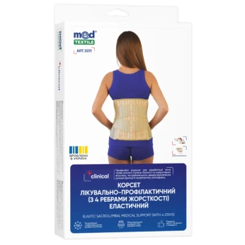 Корсет лечебно-профилактический эластичный MedTextile 3011 с 4 ребрами жесткости размер L