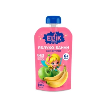 Пюре Ельфік Elfik Magic яблуко та банан без цукру дой-пак 100 г