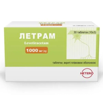 Летрам таблетки под пленочной оболонкой по 1000 мг №30