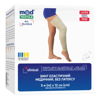 Бинт еластичний MedTextile високої розтяжності, без латексу 5 м x 12 см