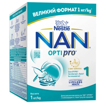 Детская смесь молочная сухая NAN 1 OPTIPRO с 5 олигосахаридами и L. Reuteri для детей с рождения 1000 г