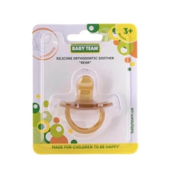 Пустышка силиконовая Baby Team 3051 Мишка ортодонтическая от 3 месяцев №1