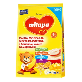 Каша молочная Milupa Овсяно-рисовая с бананом, манго и маракуйей для детей от 8 месяцев 210 г