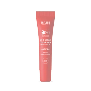 Бальзам-тінт для губ та щік Babe Laboratorios Sun Protection SPF 50 із гіалуроновою кислотою та пептидами PINK 20 мл