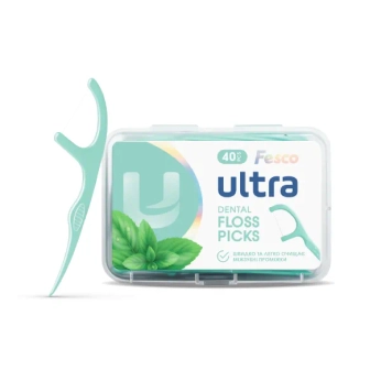 Флосс-зубочистки Феско Fesco Ultra Fresh Clean с держателем мятный №40