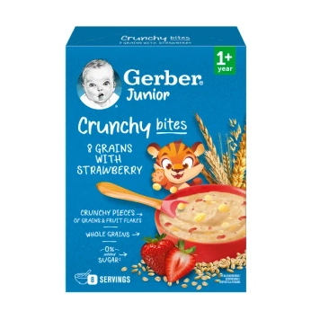 Каша сухая быстрорастворимая Gerber Мультизлаковая с хрустящими хлопьями и кусочками клубники для детей от 1 года 200 г