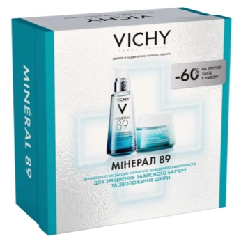 Новогодний набор Vichy Минерал 89: Ежедневный гель-бустер 50 мл и Легкий крем для всех типов кожи лица 50 мл
