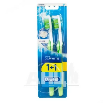 Зубная щетка Oral-B 3D White Fresh 40 средняя 1+1