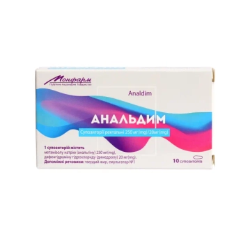 Анальдим суппозитории ректальные 250 мг + 20 мг стрип №10