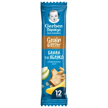 Батончик фруктово-злаковий для дітей від 1 року Gerber яблуко і банан 25 г