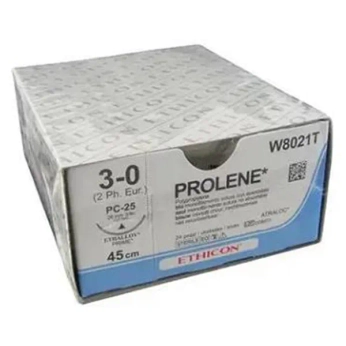 Prolene w8021т 3/0 45 см игла 26 мм п-режущая 3/8 №1