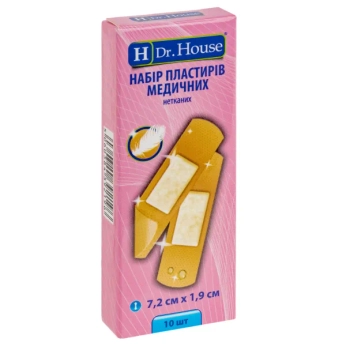 Пластырь медицинский бактерицидный Dr.House 7,2 см х 1,9 см №10