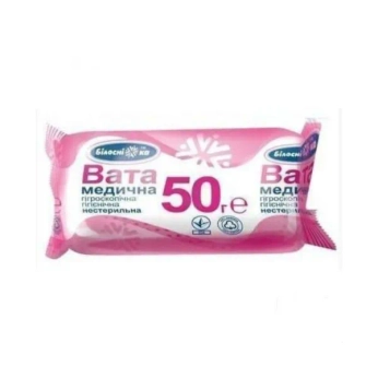 Вата медицинская гигроскопическая гигиеническая нестерильная рулон 50 г