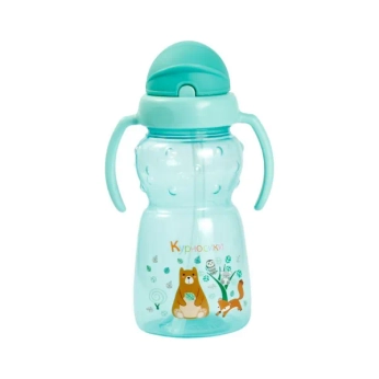 Поильник непроливайка Курносики 7024 с ручками и силиконовой трубочкой 300 мл