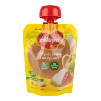 Пюре детское фруктовое яблоко-банан-клубника Milupa с 6 месяцев 80 г
