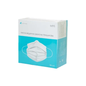 Маска захисна тришарова на резинках №100