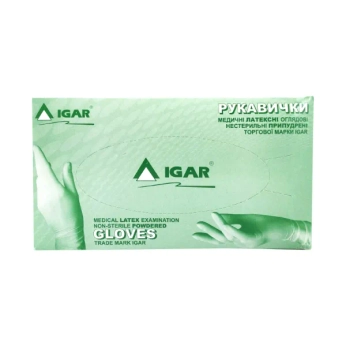 Перчатки смотровые латексные нестерильные с пудрой размер 8-9 №50