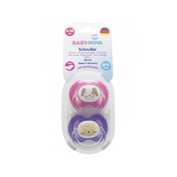Пустышка TM babynova 28340-1 плоская силиконовая рисунок с кольцом размер 1 для девочек №2