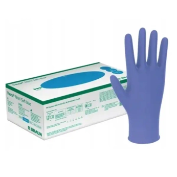 Рукавички оглядові нестерильні Vasco Nitril Soft blue нітрилові без пудри сині розмір М №200 (100 пар)