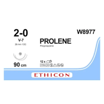 Шовний матеріал хірургічний Prolene W8977 р. USP 2/0 нерозсмоктувальний довжина 90 см 2 колючо-різальні голки 26 мм 1/2 кола