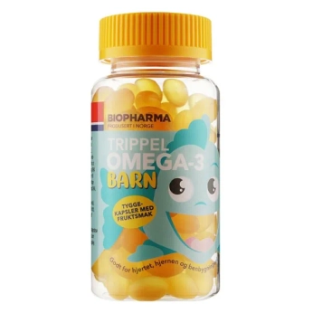Омега-3 Biopharma Trippel Omega-3 Barn Тройная для детей с фруктовым вкусом капсулы №120