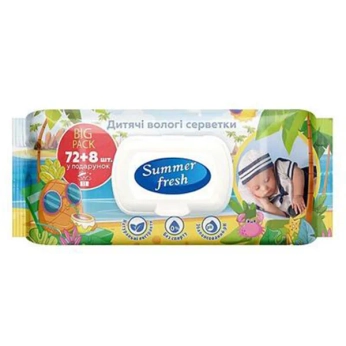 Серветки вологі дитячі Summer Fresh з ромашкою №80