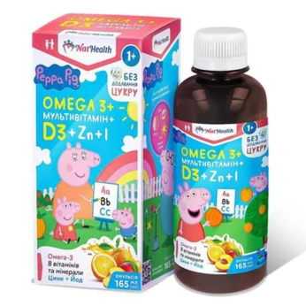 НатХелс Омега 3 + D3 + Zn + I + Мультивитамин для детей во флаконе 165 мл