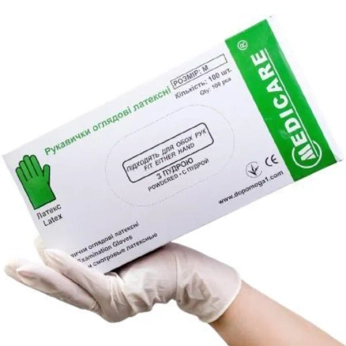 ПЕРЧАТКИ СМОТР. Н/СТ EG-112 (РАЗМ. M) ЛАТЕКС С ПУДРОЙ ГЛАД. 50ПАР (100ШТ)  4488