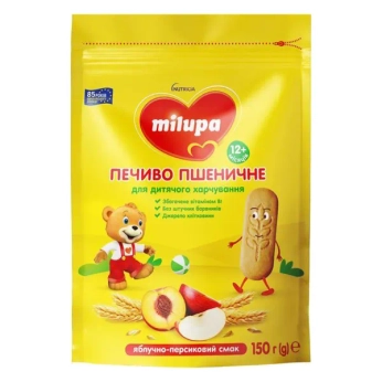 Дитяче пшеничне печиво Milupa яблуко-персик від 6 місяців 150 г