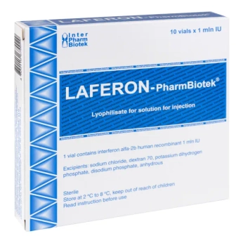 Лаферон-Фармбіотек ліофілізований порошок для розчину для ін'єкцій 1000000 МО флакон №10