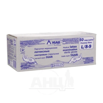 Перчатки медицинские латексные смотровые стерильные Igar 8-9