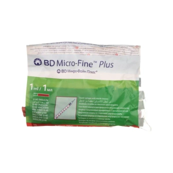 Шприц инъекционный инсулиновый BD Micro-Fine Plus 1 мл U-40 с иглой 30G (0,3 мм х 8 мм) №10