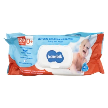 Серветки вологі для дітей з перших днів життя Bambik з клапаном з вівсяним молочком №120