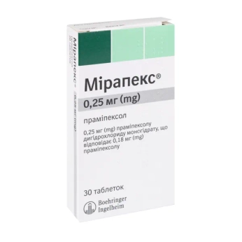 Мирапекс таблетки 0,25 мг блистер №30