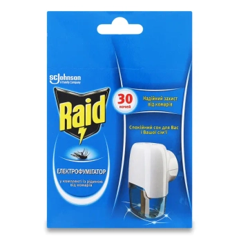 Електрофумігатор Raid з рідиною від мух та комарів 30 ночей