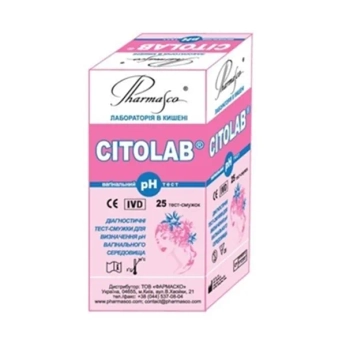 Тест-смужка Citolab pH для визначення pH вагінального середовища №25