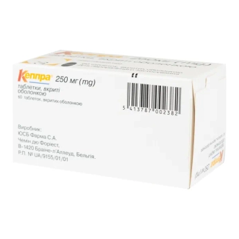 Кеппра таблетки вкриті оболонкою 250 мг блістер №60