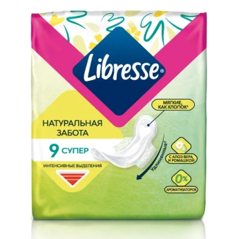 Прокладки женские гигиенические Libresse Natural care ultra super №9